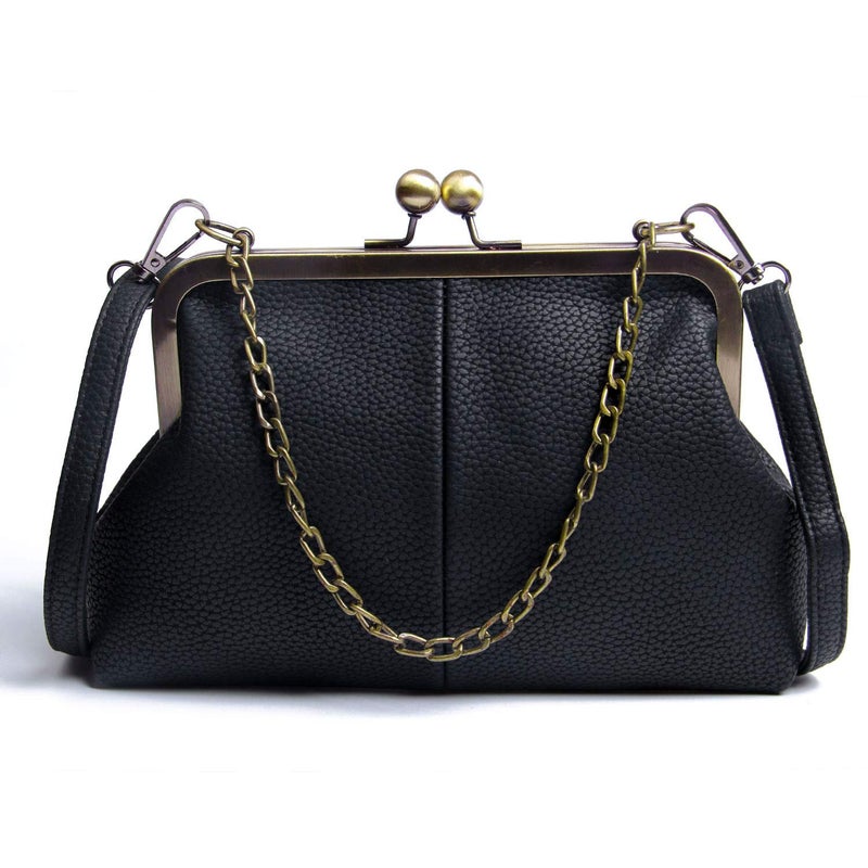 Lanpet Women Classical Kiss Lock Clutch with Chain Strap Shoulder Bag Purse Wallet - Image 1